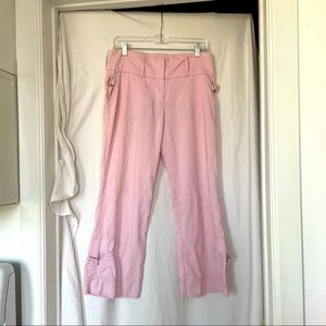 y2k pink cargo flare capris pants